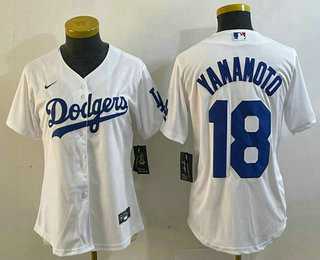 Women%27s Los Angeles Dodgers #18 Yoshinobu Yamamoto White Stitched Cool Base Nike Jersey->mlb womens jerseys->MLB Jersey